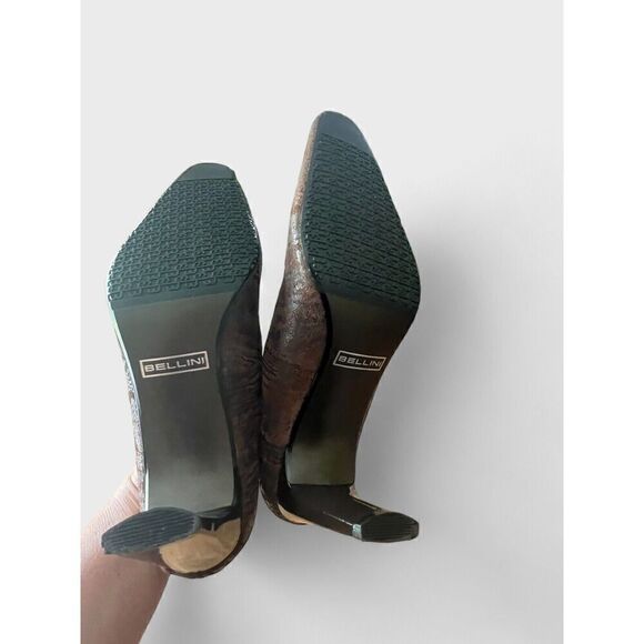 Bellini Brown Magenta Leather Chunky Slim Block Heels 9M Excellent Condition - Picture 4 of 9